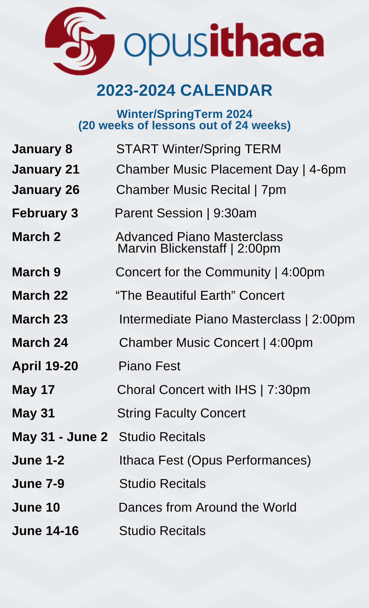 Calendar of Events – Opus Ithaca School of Music