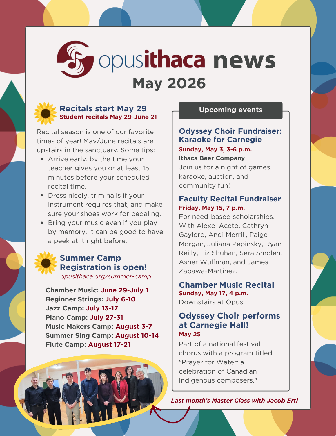 May events at Opus - see events page for details